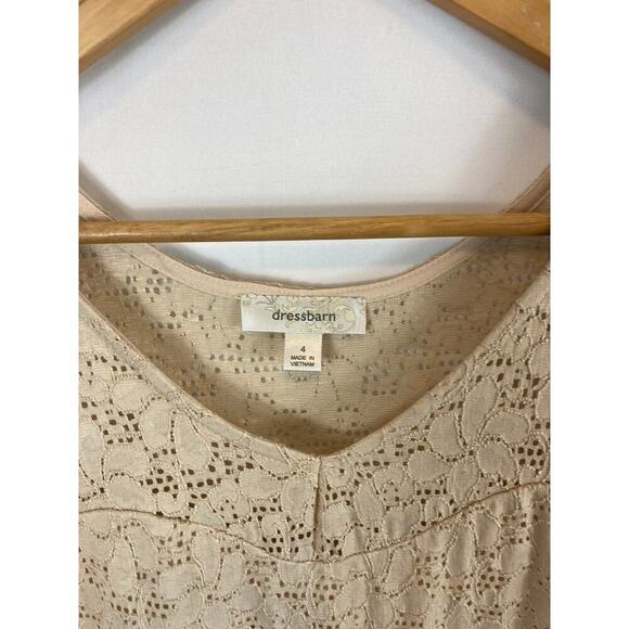 NWT Dressbarn Floral Knit Dress Tan Size 4 - Picture 4 of 7